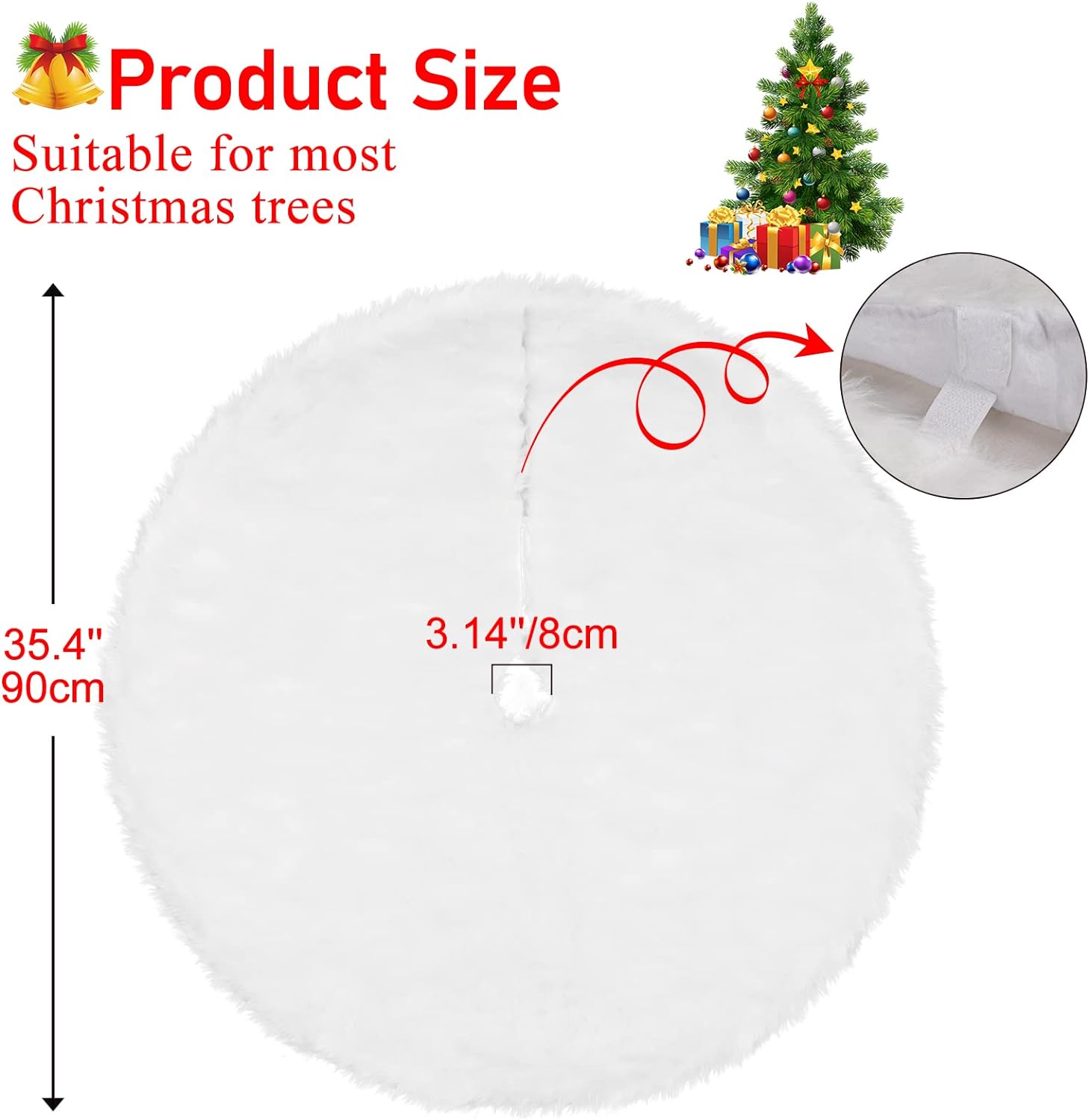 Aytai Christmas Tree Skirt 48 Inch White Faux Fur Christmas Tree Skirt ...